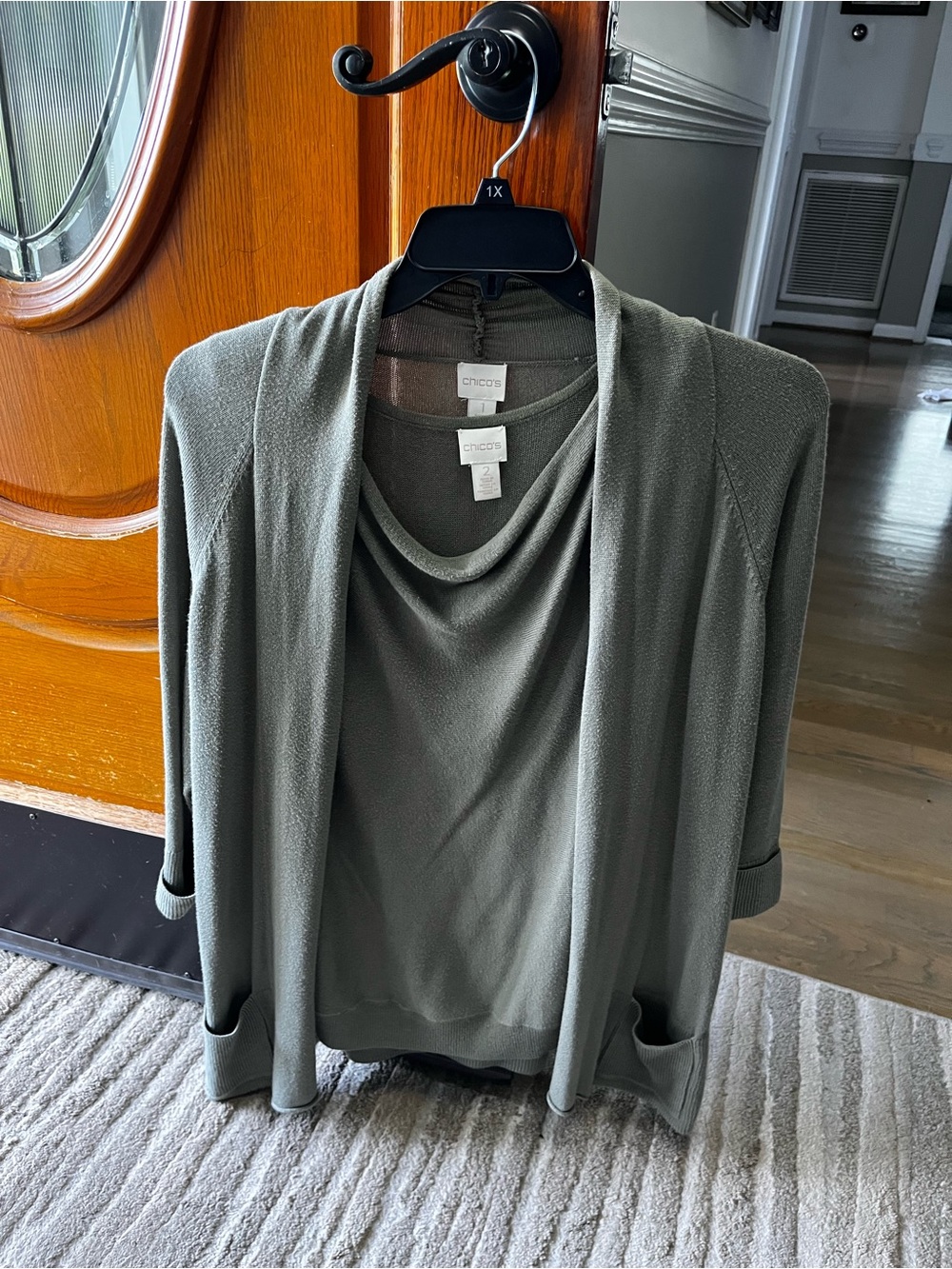 Chico's Olive Green Two Piece Sweater Set